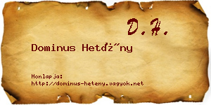 Dominus Hetény névjegykártya